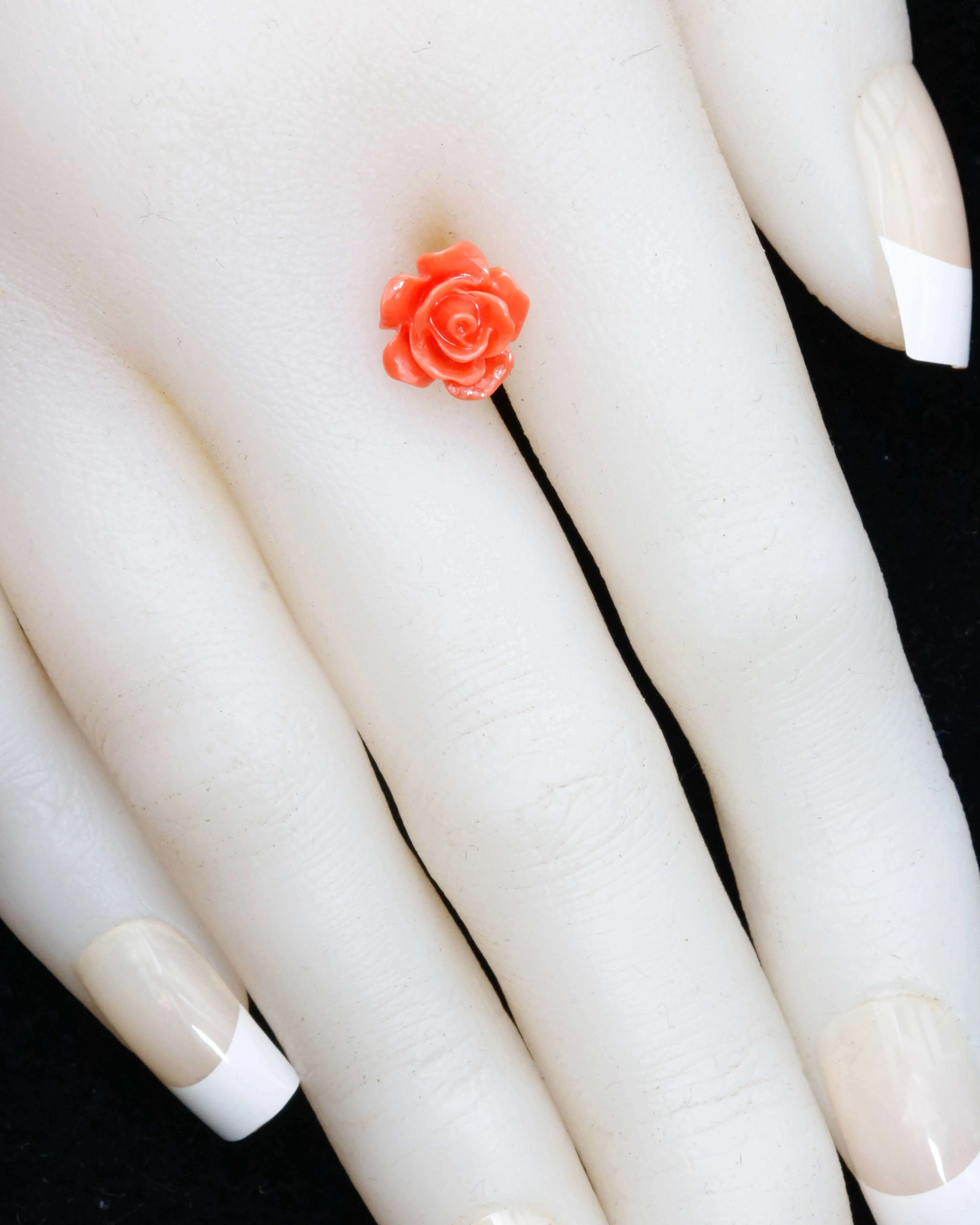 Composite Coral Flower Beads Red Flower Beads Half Drilled Beads Red Bead Orange Bead Resin Coral Bead Rose Bead Rose DIY Jewelry 10mm SKU:115687