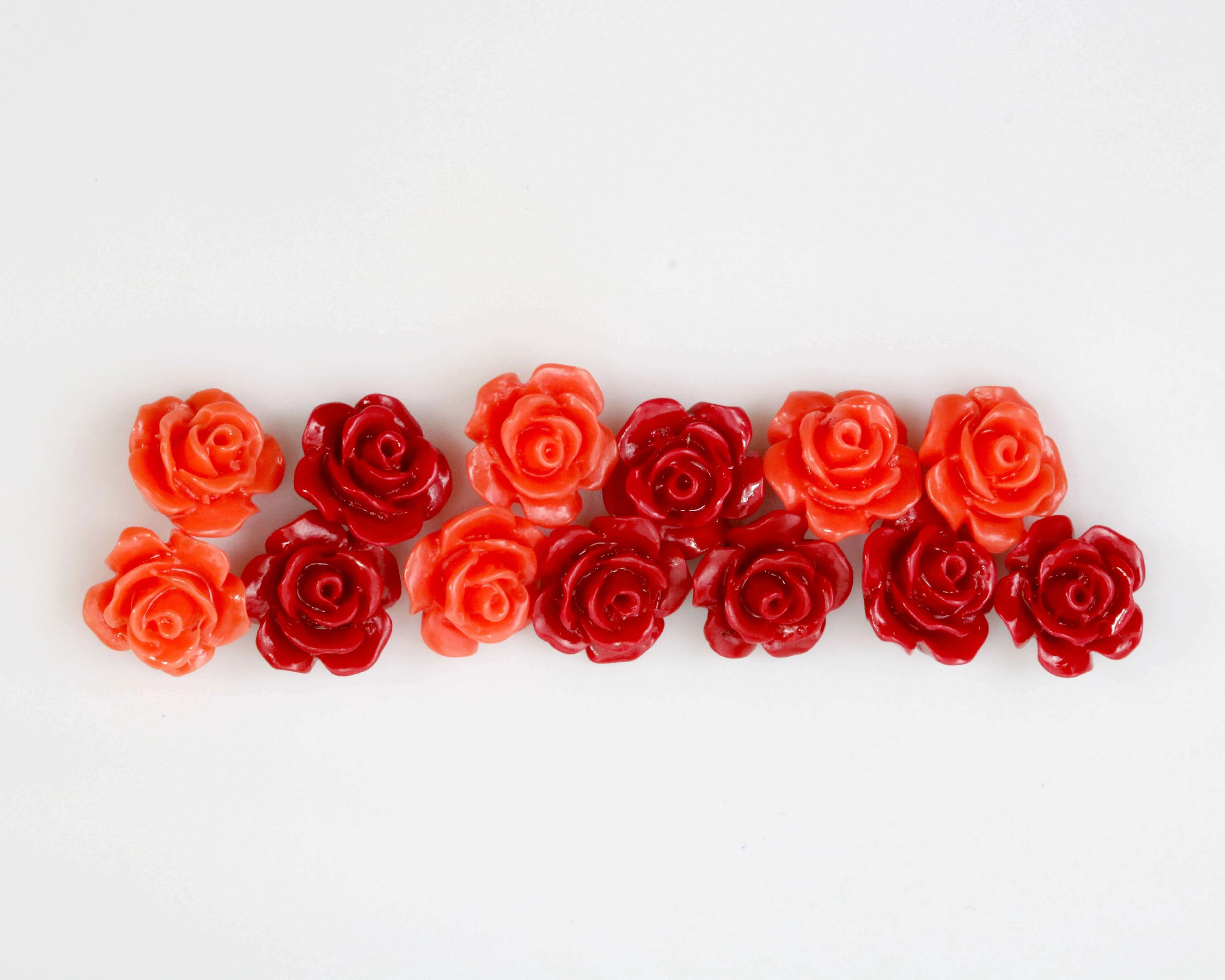 Composite Coral Flower Beads Red Flower Beads Half Drilled Beads Red Bead Orange Bead Resin Coral Bead Rose Bead Rose DIY Jewelry 10mm SKU:115687