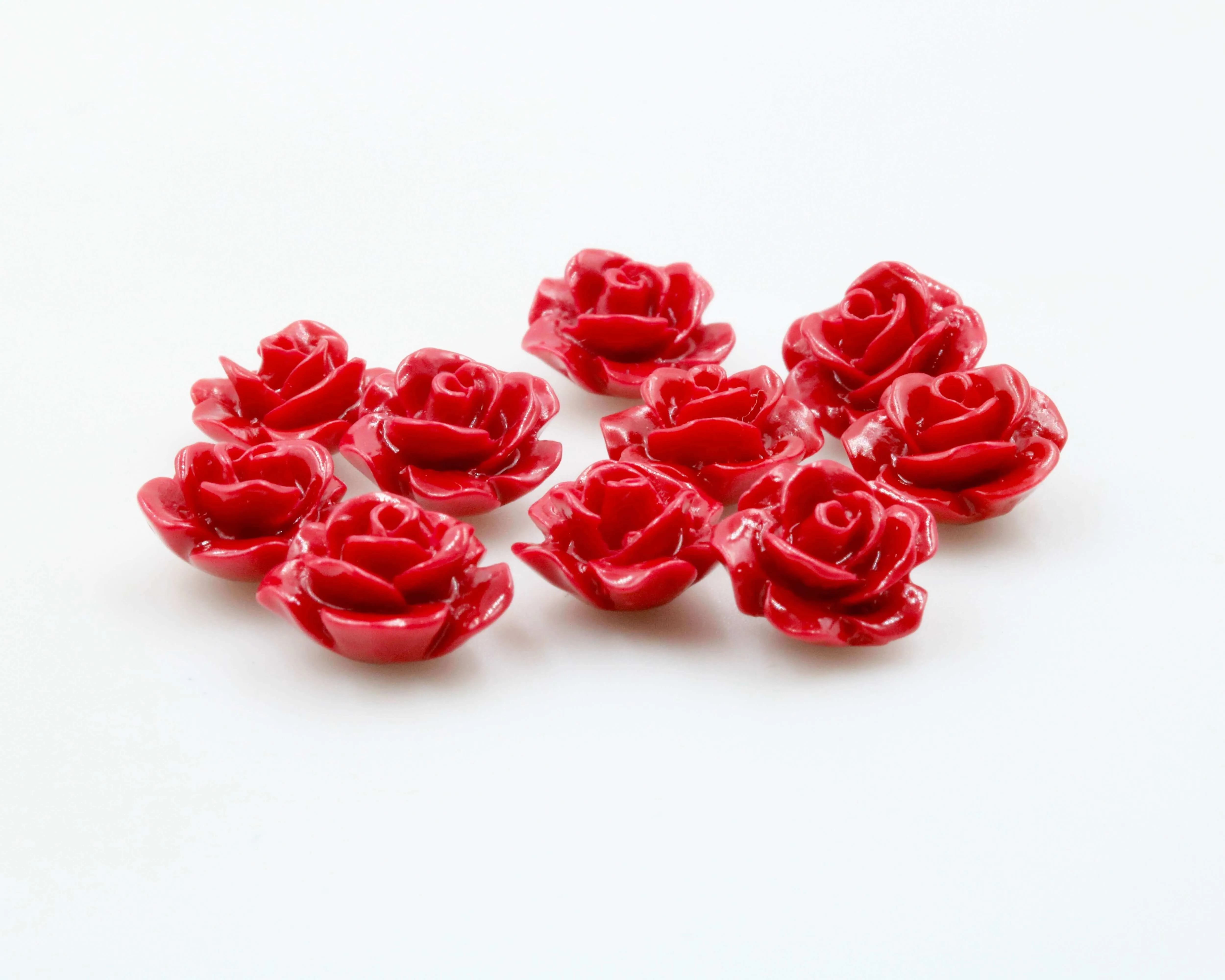 Composite Coral Flower Beads Red Flower Beads Half Drilled Beads Red Bead Orange Bead Resin Coral Bead Rose Bead Rose DIY Jewelry 10mm SKU:115687