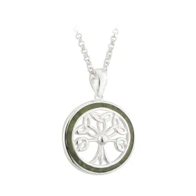 CONNEMARA MARBLE IRISH TREE OF LIFE ROUND PENDANT