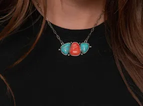 Coral & Turquoise Stone Necklace