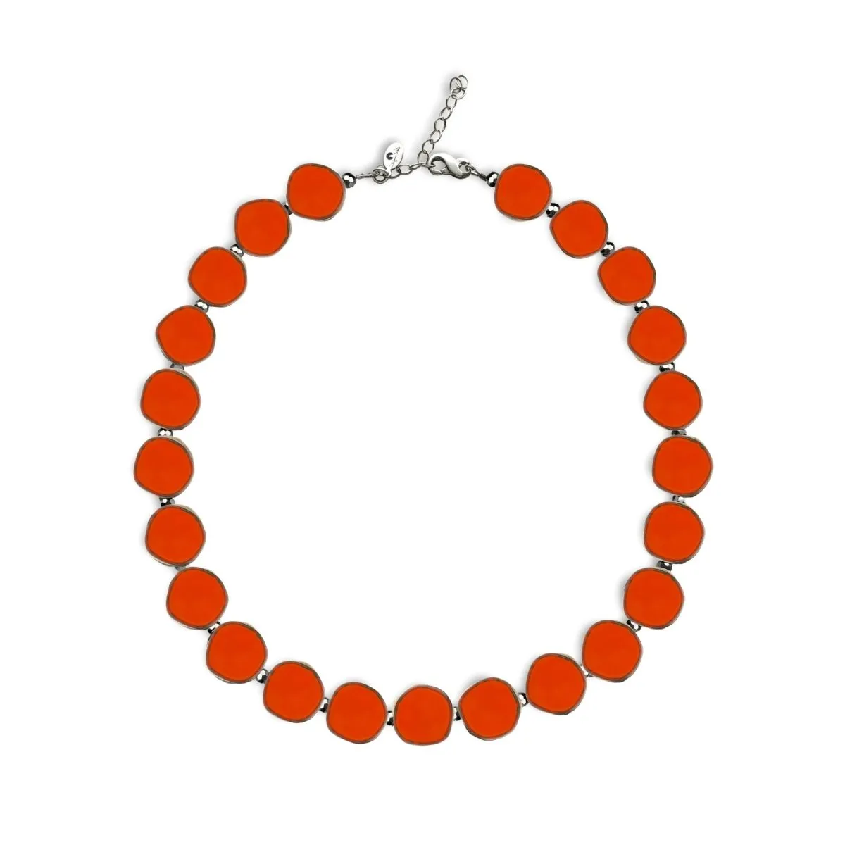 Coral Beaded Necklace, Small Circle Glass Beaded Necklace