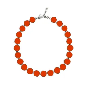 Coral Beaded Necklace, Small Circle Glass Beaded Necklace