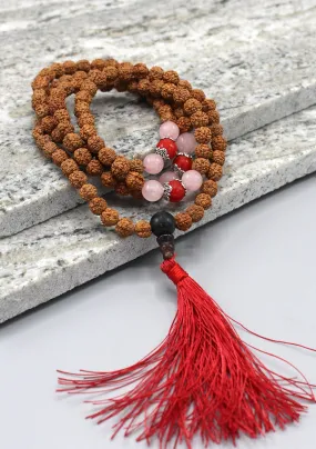 Coral Beads Spacer Rudraksha Meditation Beads Mala