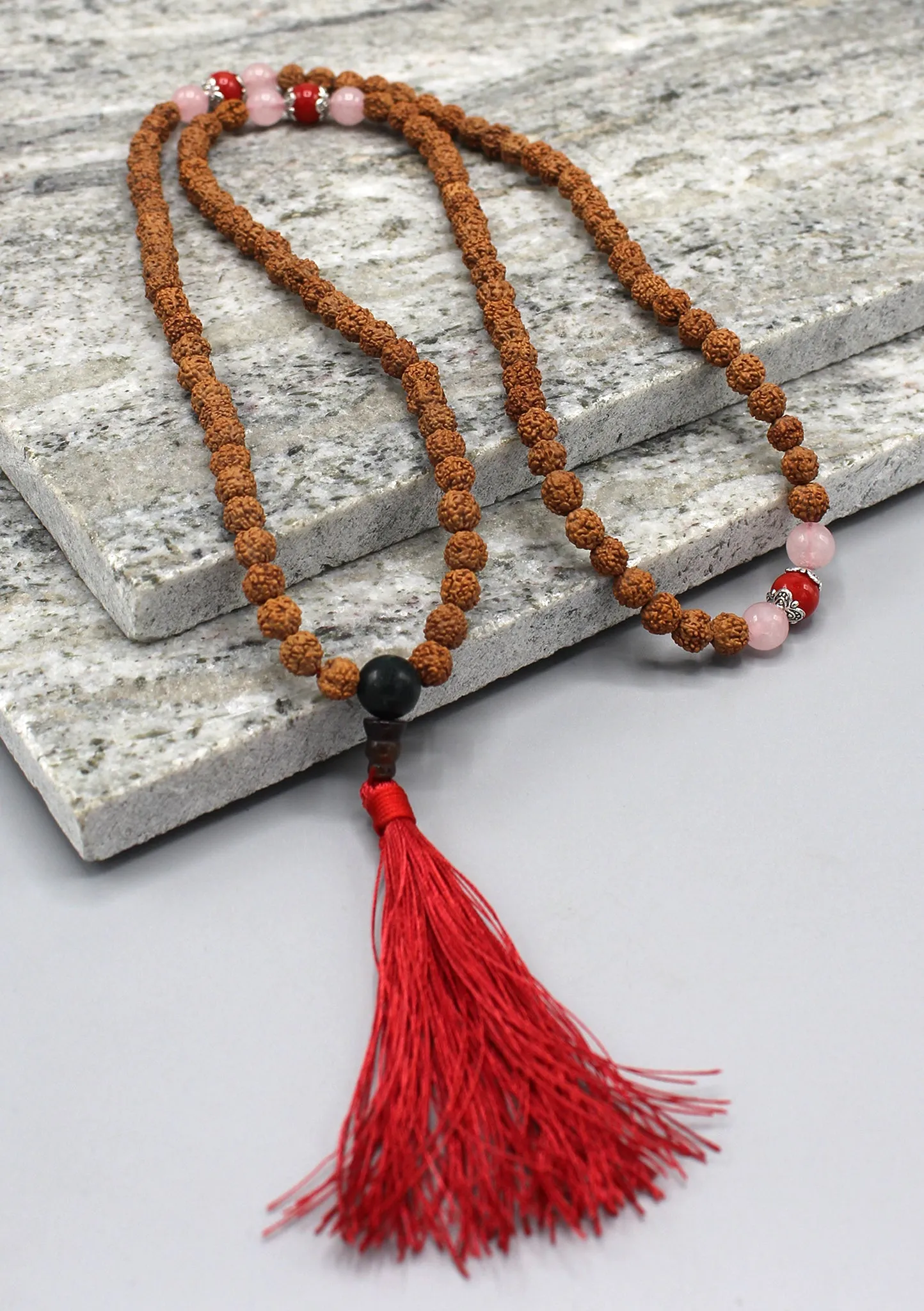 Coral Beads Spacer Rudraksha Meditation Beads Mala