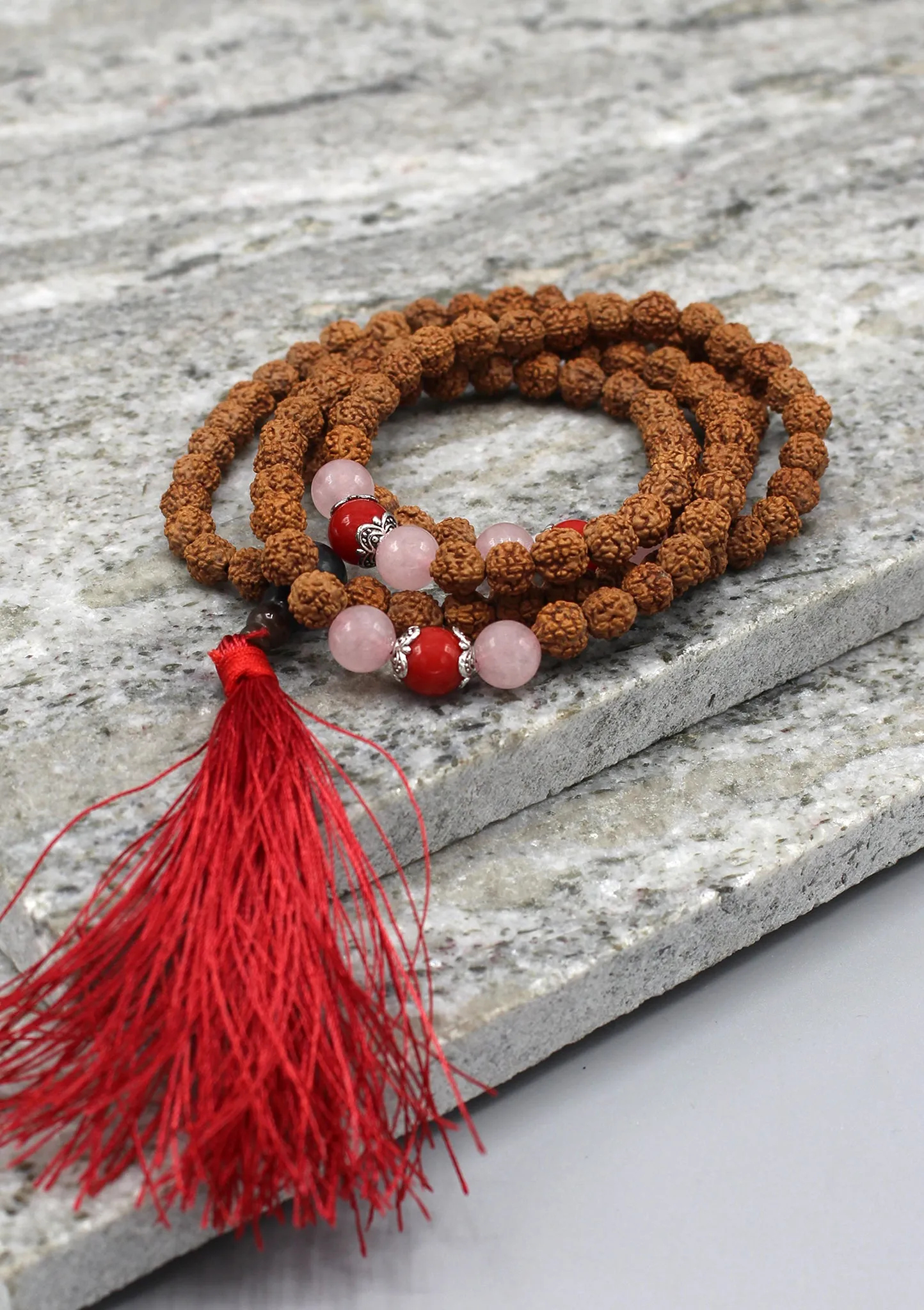 Coral Beads Spacer Rudraksha Meditation Beads Mala