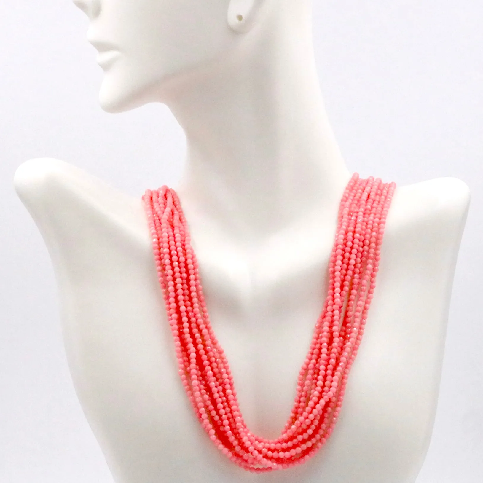 Coral Necklace Pink Coral Necklace Faceted Coral Necklace Layered Necklace Multi Strand Pink Coral Strand Necklace SKU: 6143372