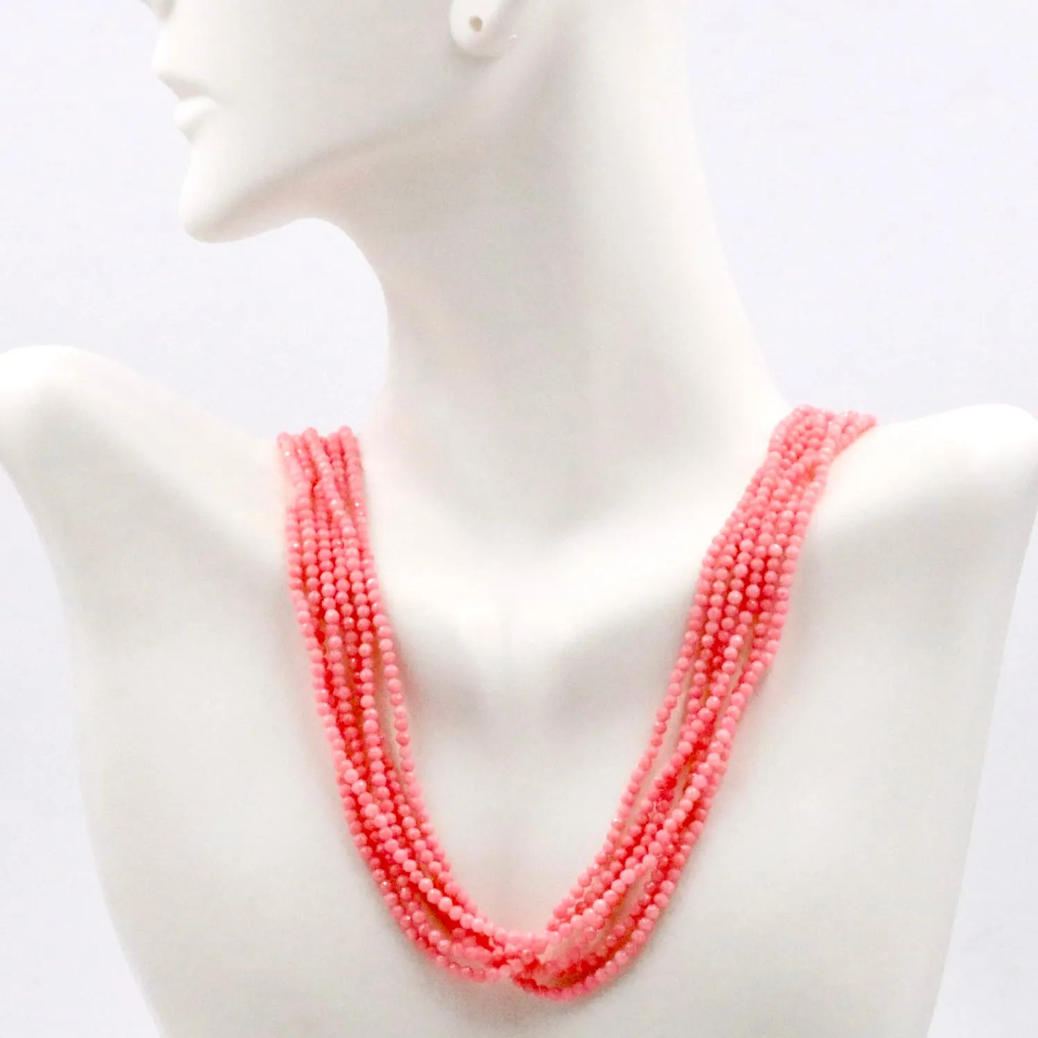 Coral Necklace Pink Coral Necklace Faceted Coral Necklace Layered Necklace Multi Strand Pink Coral Strand Necklace SKU: 6143372