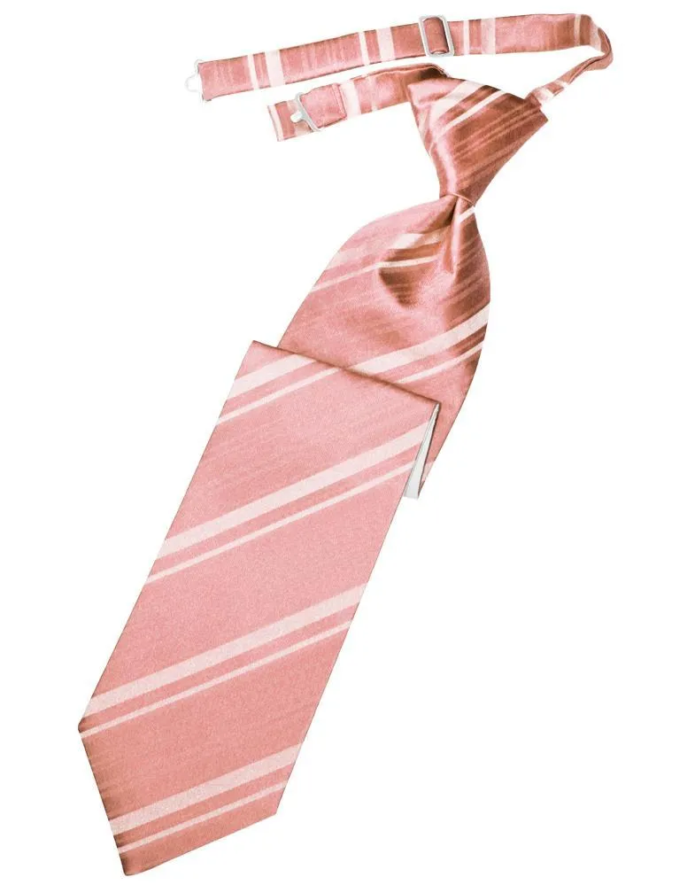 Coral Striped Satin Necktie