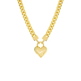 curb chain necklace with heart pendant