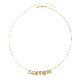 Custom Cz Cut Out Name Slider Gold Filled Necklace