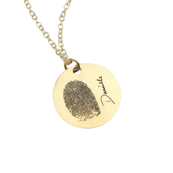 Custom Handwriting Fingerprint Coin Necklace