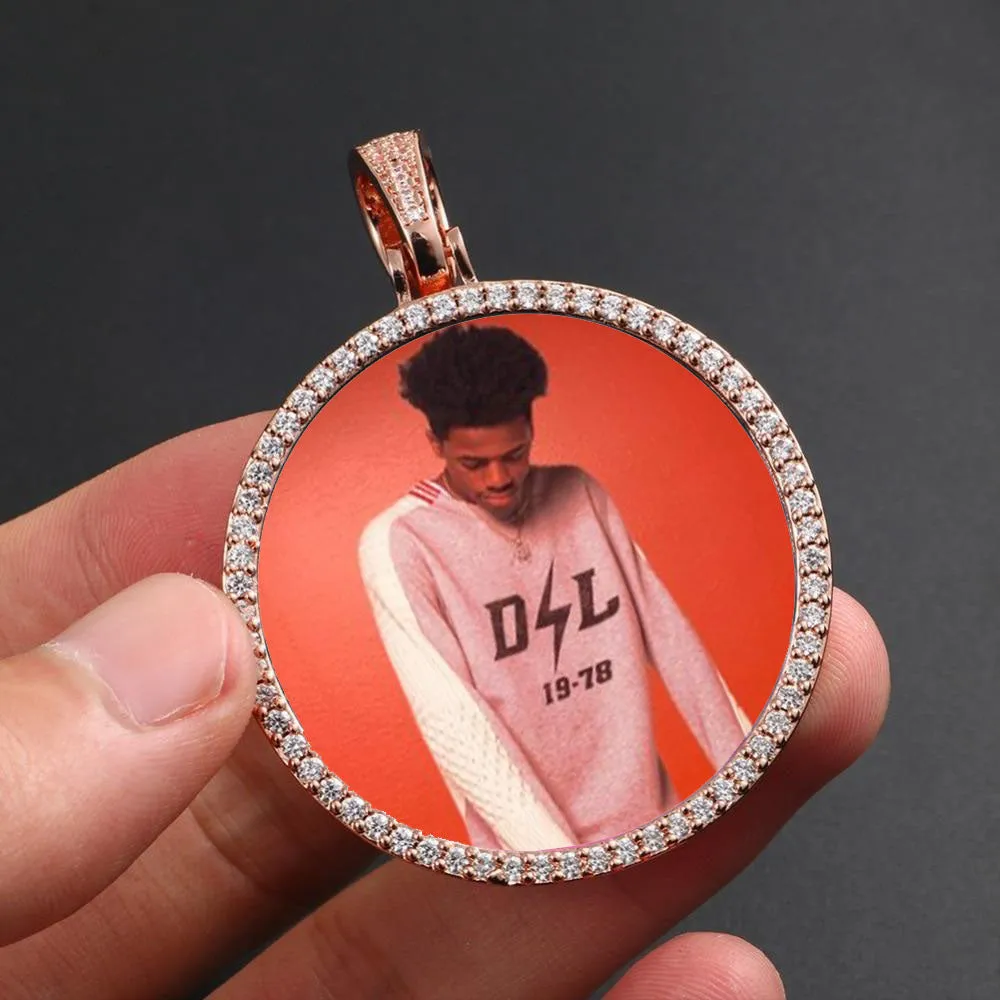 Custom Photo Medallion Necklace For Men and Women With Micro Nano Cz Stone