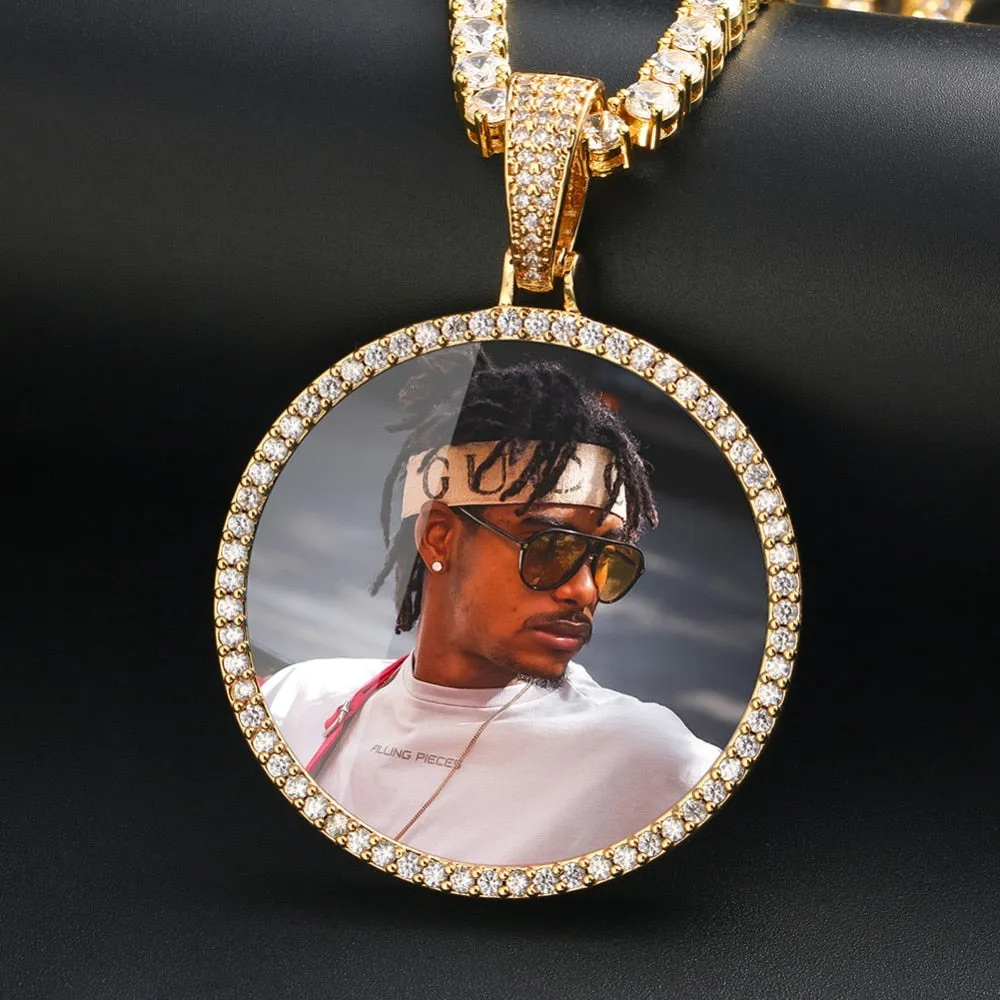 Custom Photo Medallion Necklace For Men and Women With Micro Nano Cz Stone