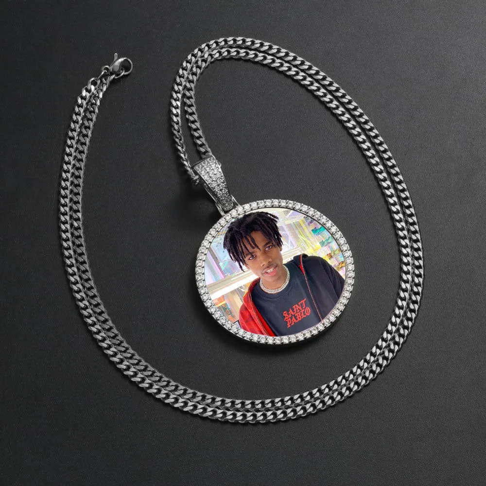 Custom Photo Medallion Necklace For Men and Women With Micro Nano Cz Stone