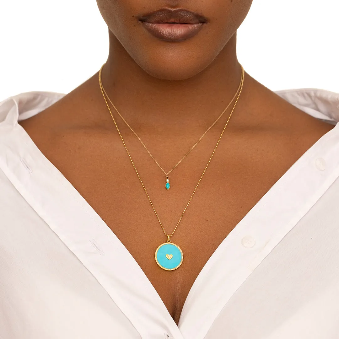 Diamond Bezel with Turquoise Marquise Necklace