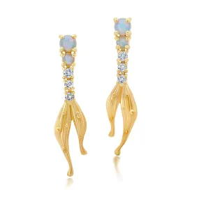 Diamond   Opal Mermaid Earrings