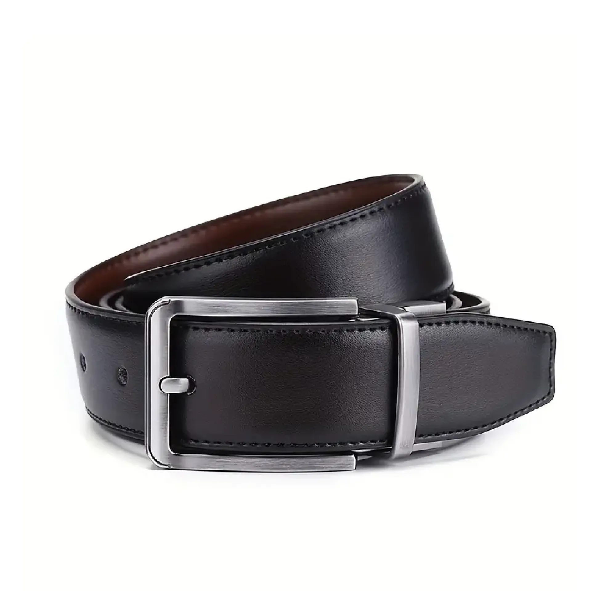 Double Sided Genuine Leather Cowhide Belt, Men's Rotatable Pin Buckle Belt, Casual And Versatile Belt, Young People's Belt