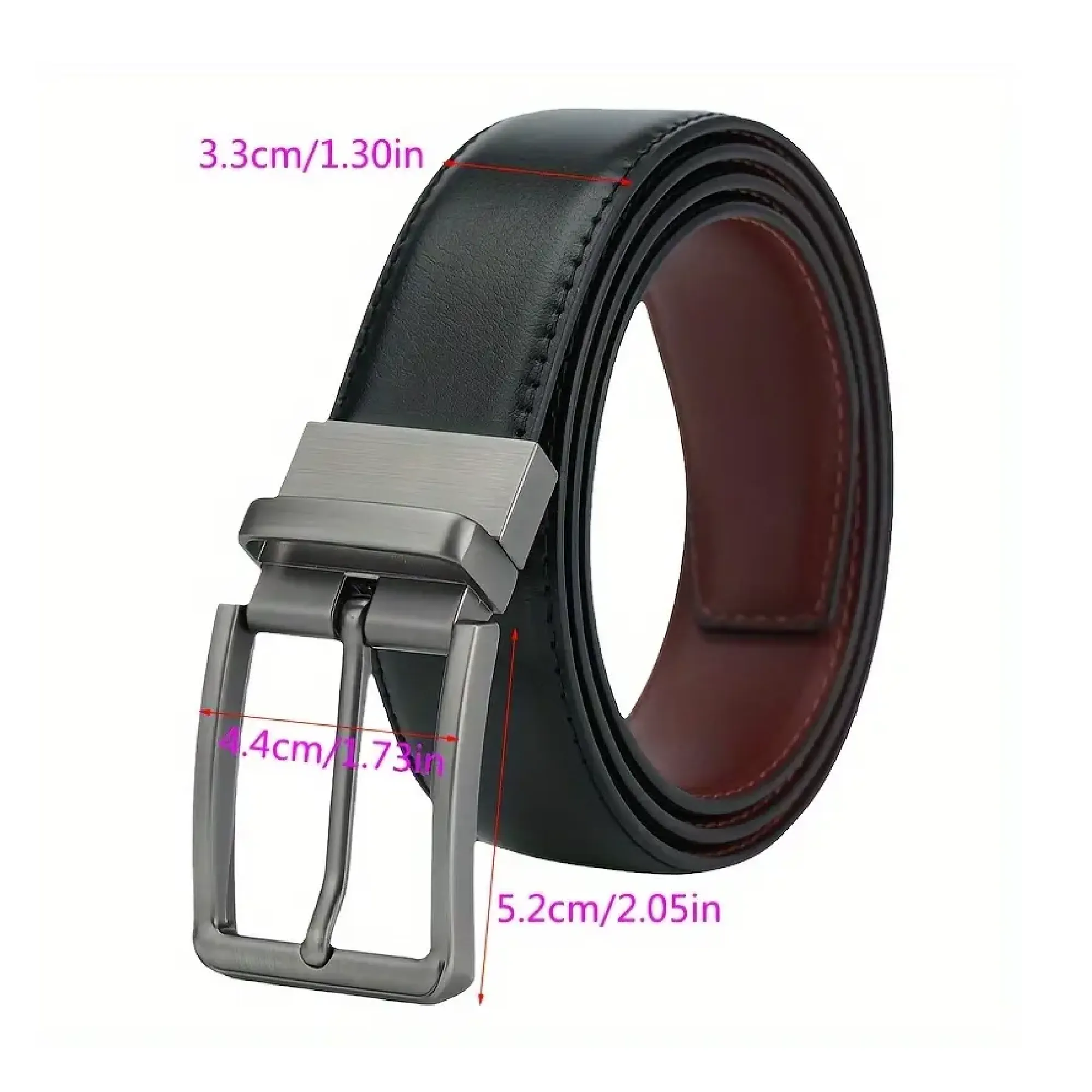 Double Sided Genuine Leather Cowhide Belt, Men's Rotatable Pin Buckle Belt, Casual And Versatile Belt, Young People's Belt