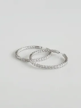 Double Vision 1.65" 3MM Eternity Hoop Earrings