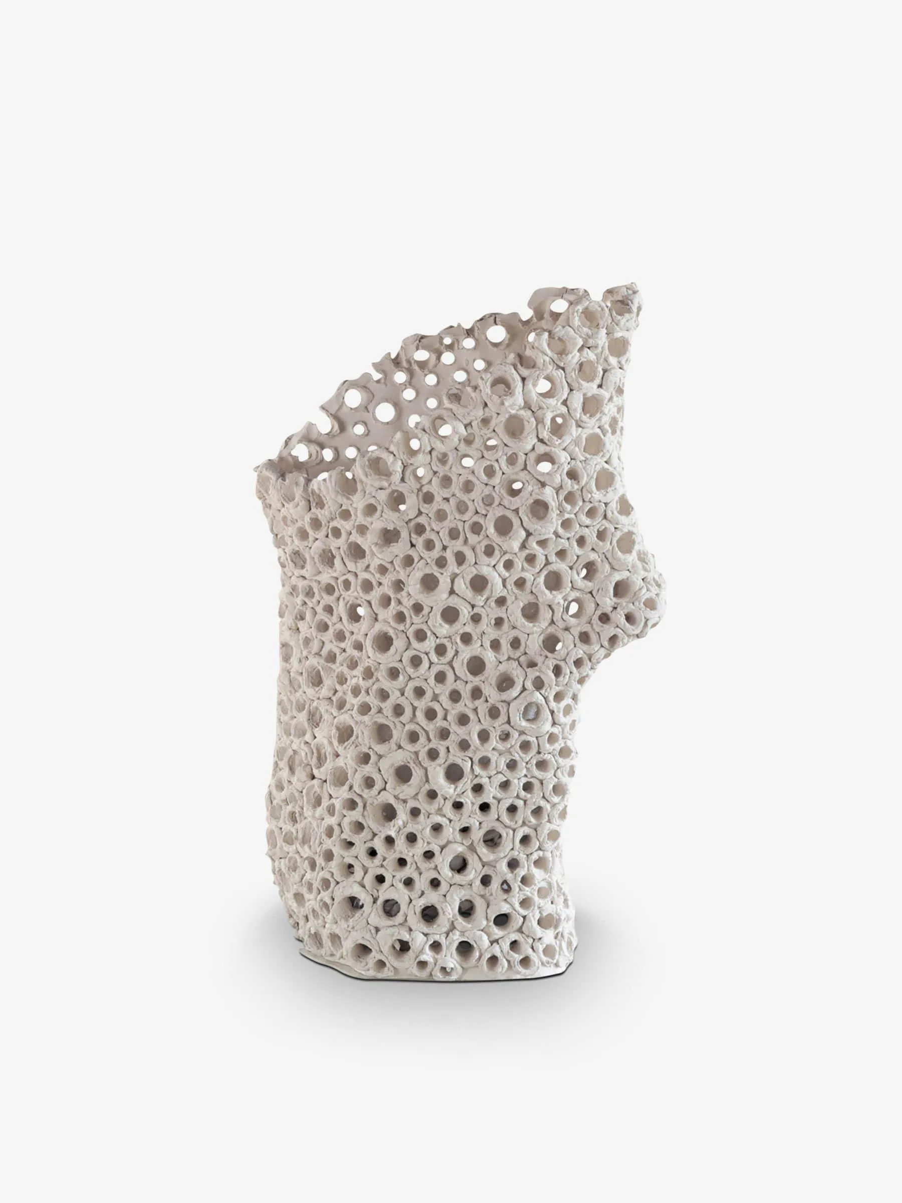 Ecru Coral Pierced Vase by Gilles Caffier