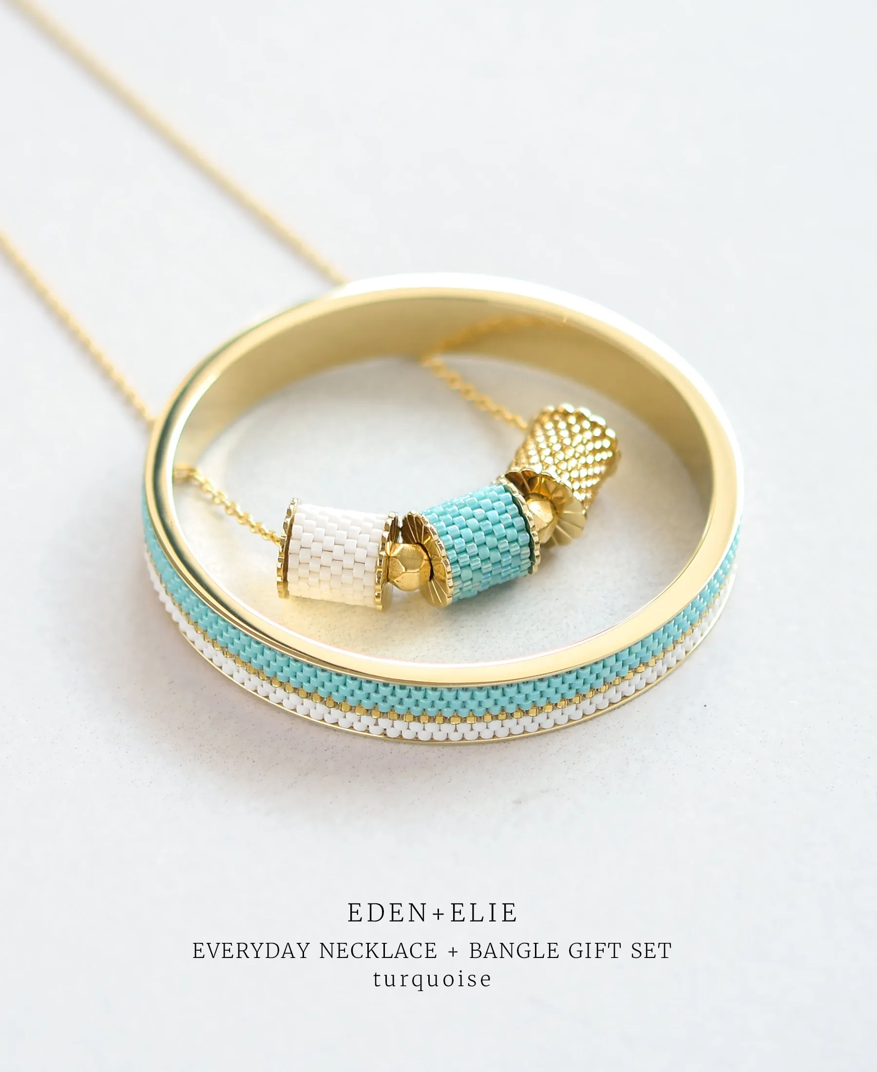 EDEN   ELIE Everyday Adjustable Length Necklace   Bangle Set - turquoise