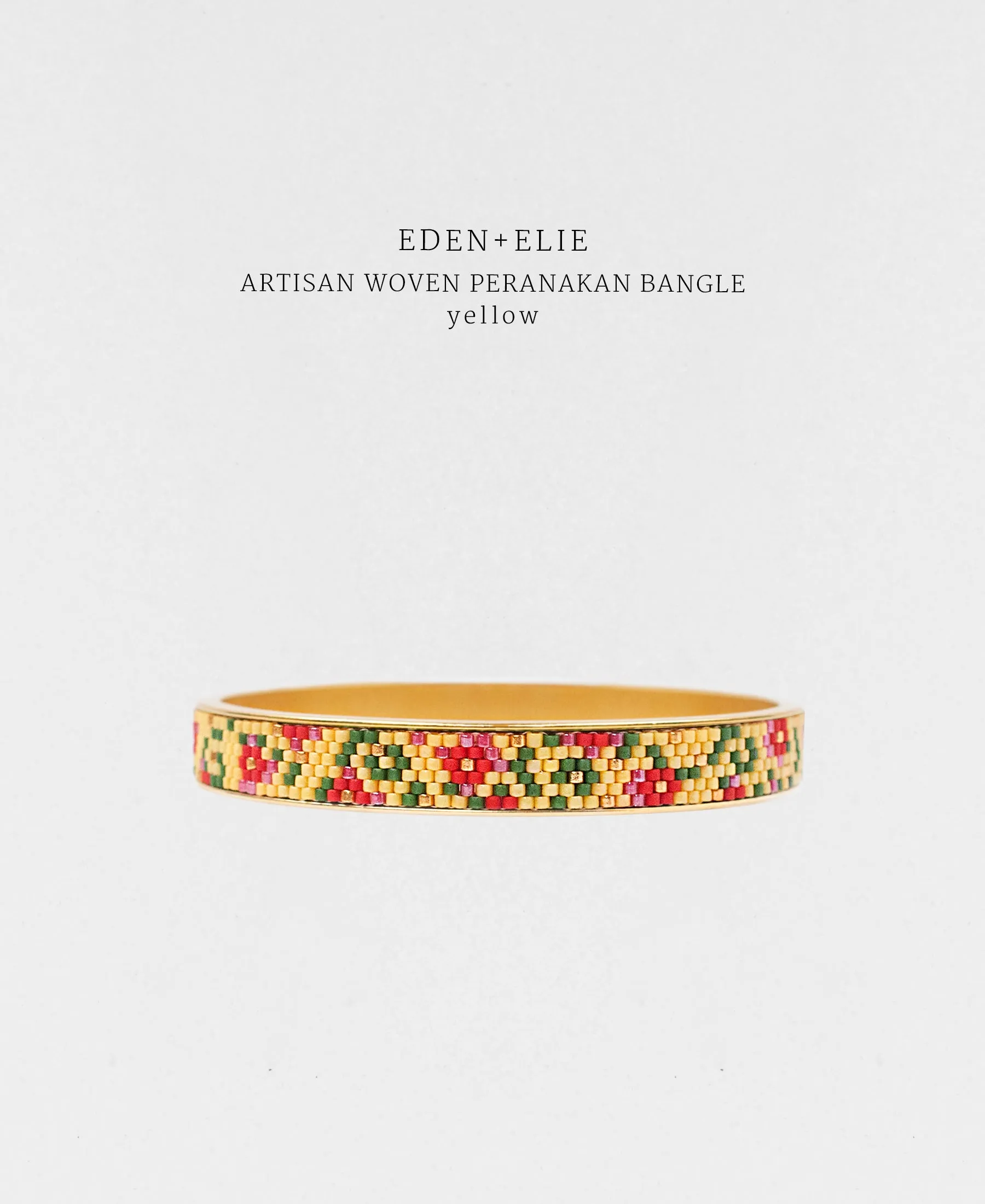 EDEN   ELIE Modern Peranakan adjustable length necklace   bangle gift set - yellow