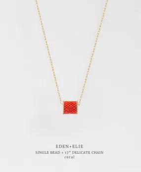 EDEN   ELIE Single bead with chain - Coral Red