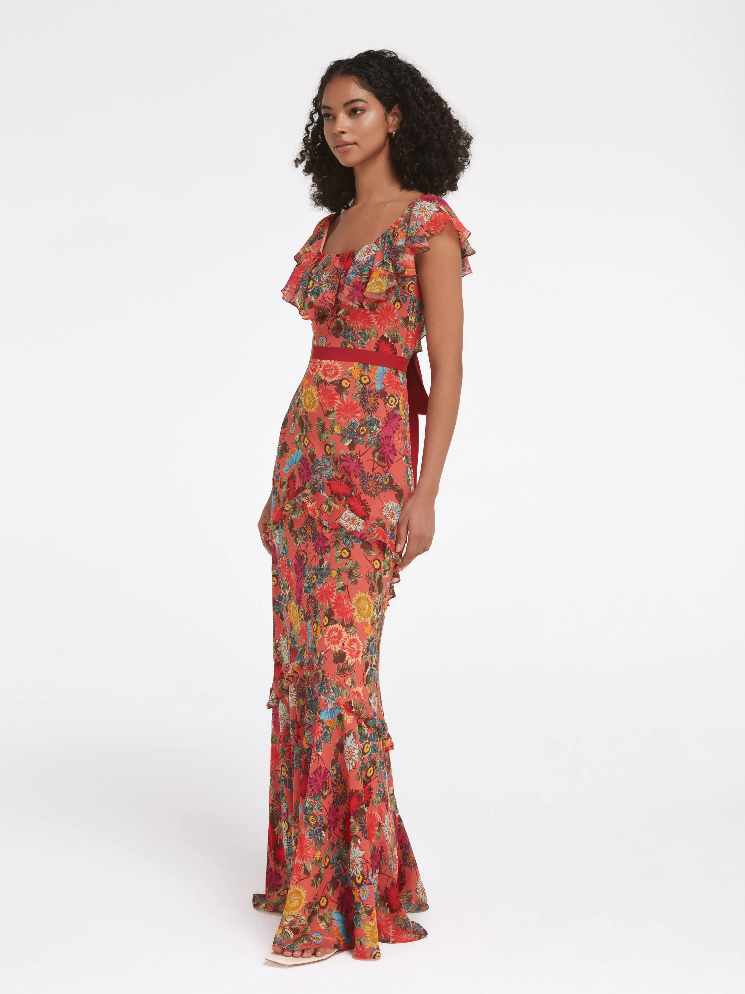 Ella Long Dress in Jardine Coral