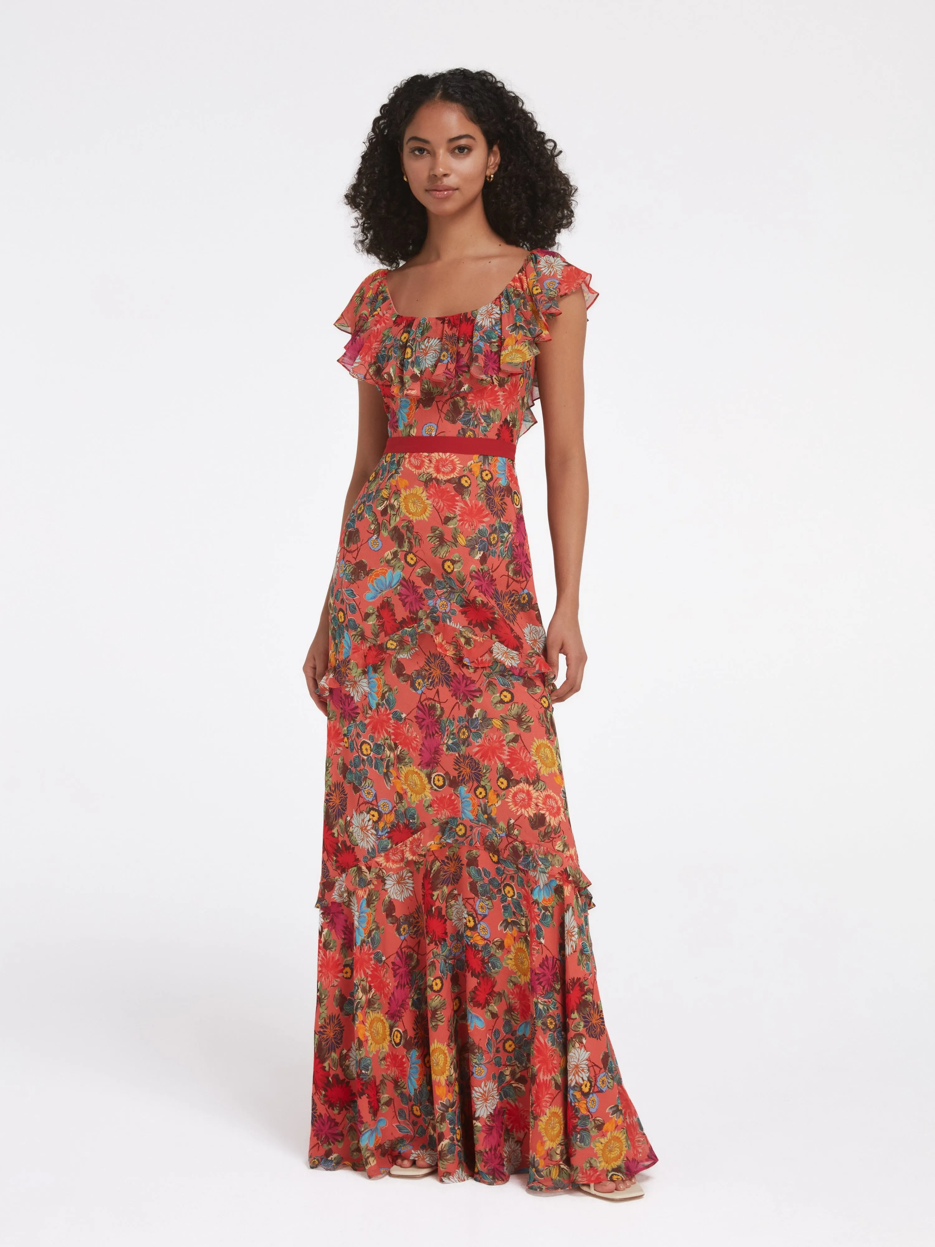 Ella Long Dress in Jardine Coral