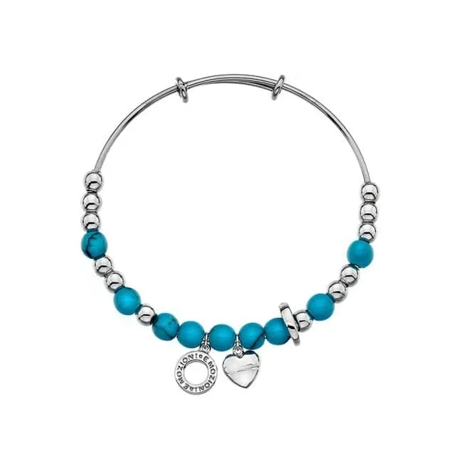 Emozioni Silver Plated Faux Turquoise Bangle EB013