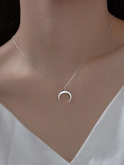 Everyday Crescent Moon .925 Sterling Silver Necklace