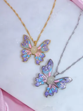 Fairy Elina Butterfly Glowing Necklace, Mermaid Necklace, Mariposa Pendant