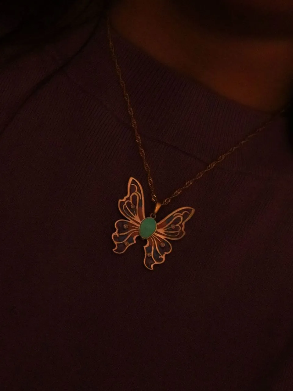 Fairy Elina Butterfly Glowing Necklace, Mermaid Necklace, Mariposa Pendant