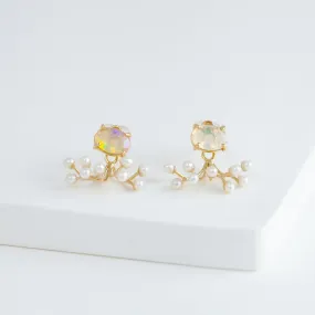 Fairy opal and pearl earrings