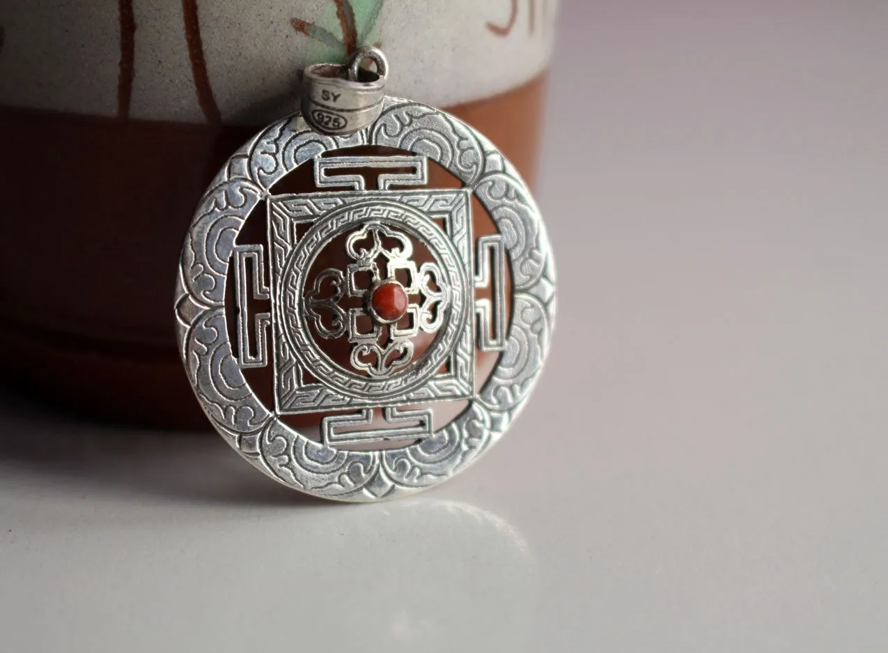 Fine Craft Silver Sterling 925 Mandala Pendant