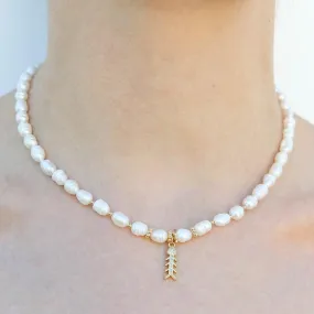 Fish Bone Pearl Necklace