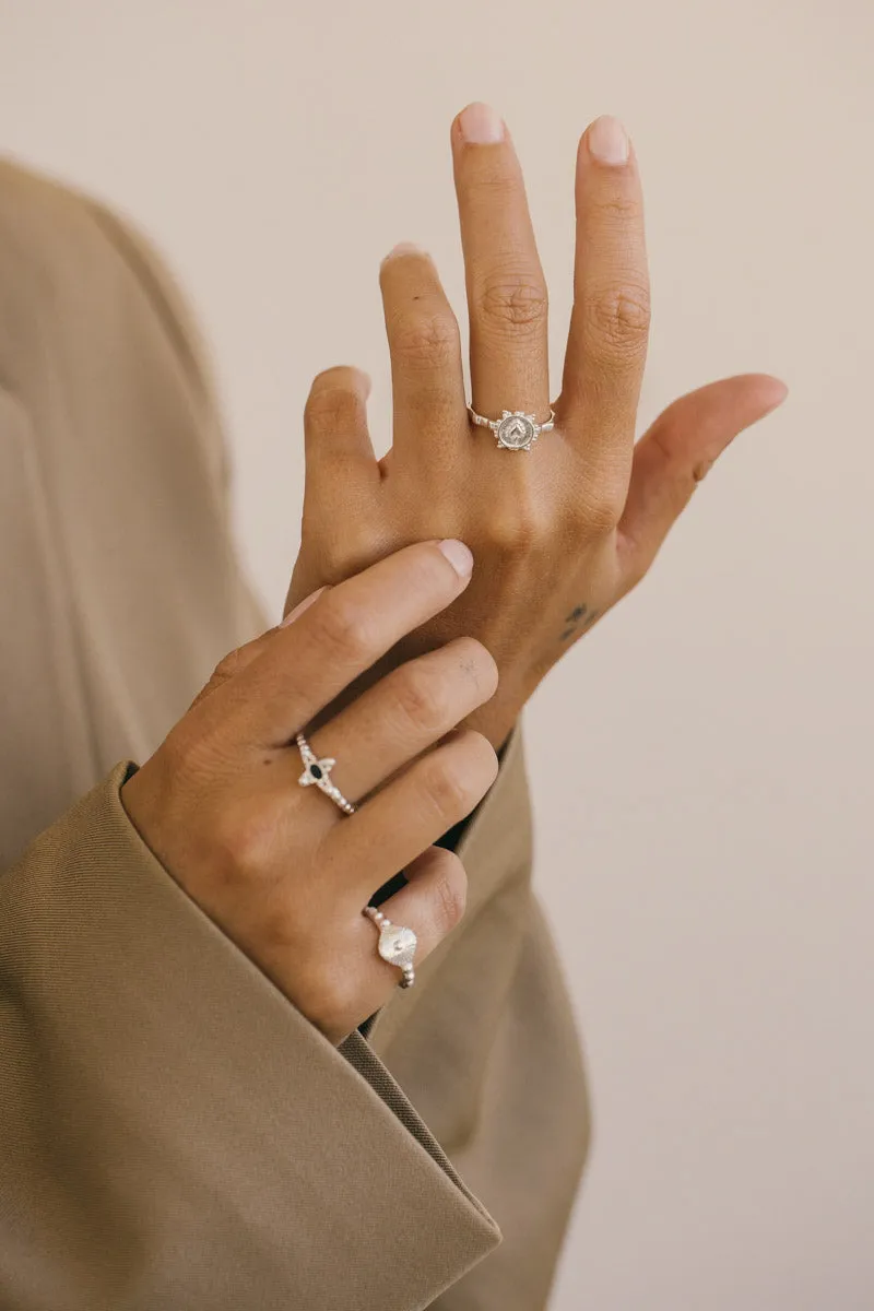 Flaming heart ring silver