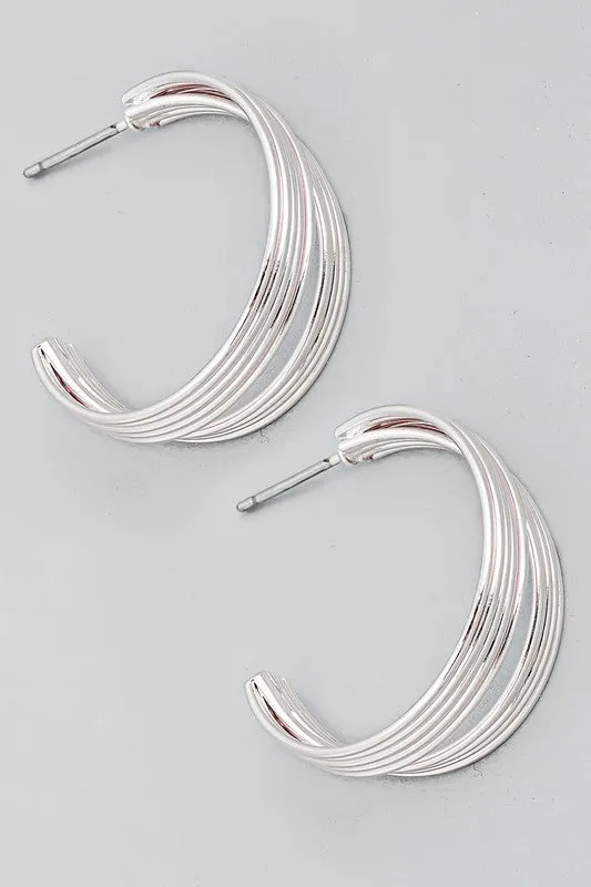 Flora Multi Strand Hoop Earrings Silver