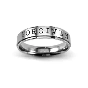 Forgiven Hand Stamped Stainless Steel Band Ring