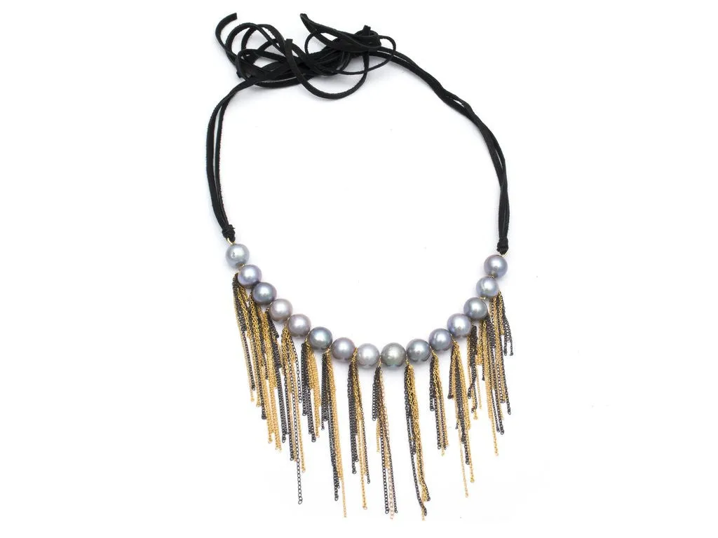 fringe and leather choker