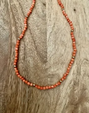 Genuine Coral & Gold Bead Necklace