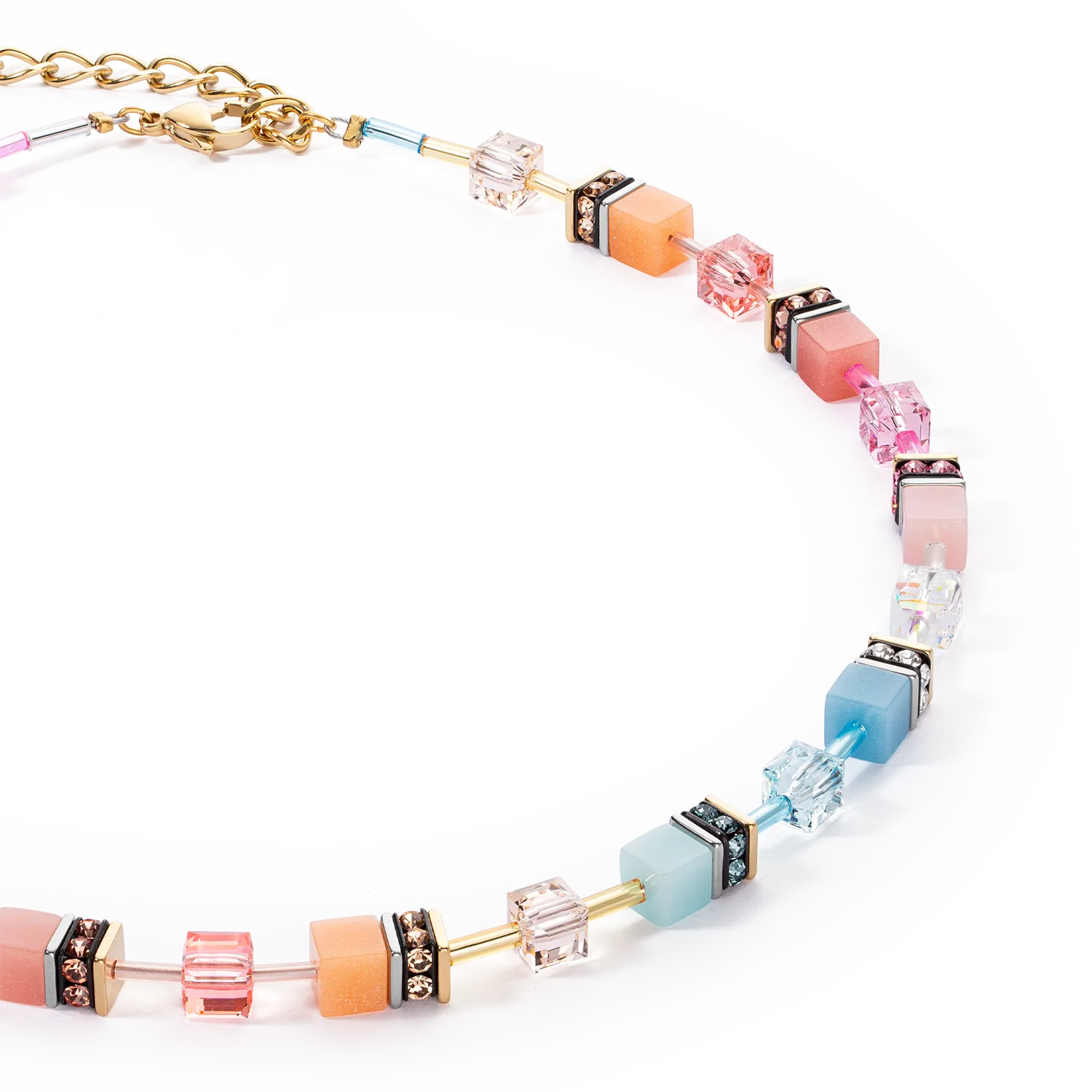 GeoCUBE® Iconic necklace aqua-apricot