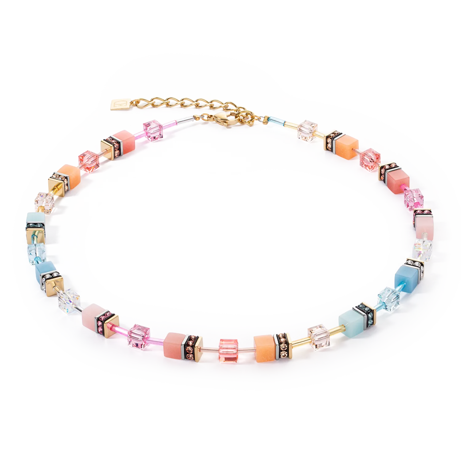 GeoCUBE® Iconic necklace aqua-apricot