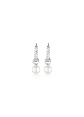 GEORGINI RED CARPET BABY PEARL HOOP EARRINGS SILVER IE1065W