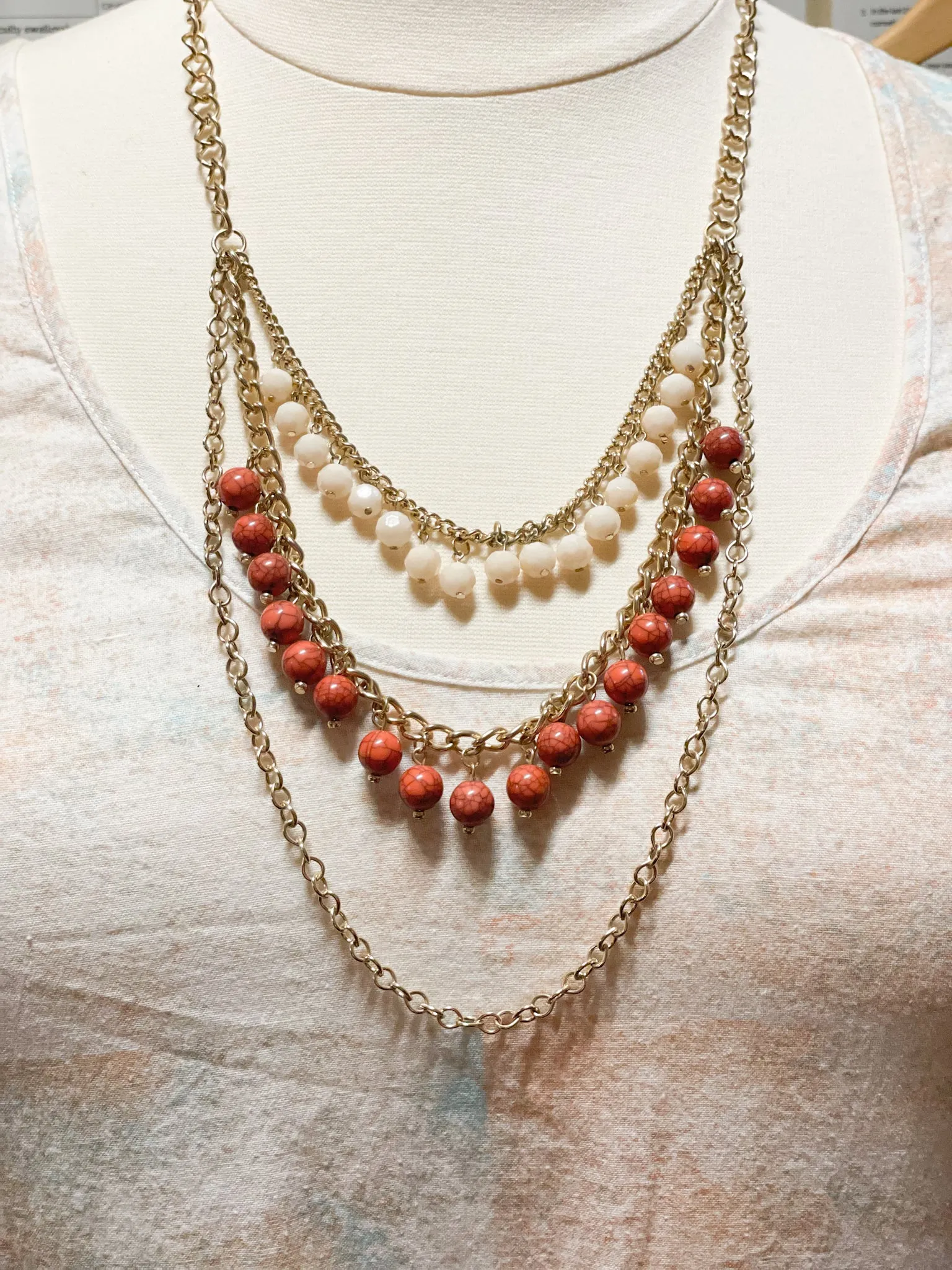 Gold Coral Chain Layered Necklace