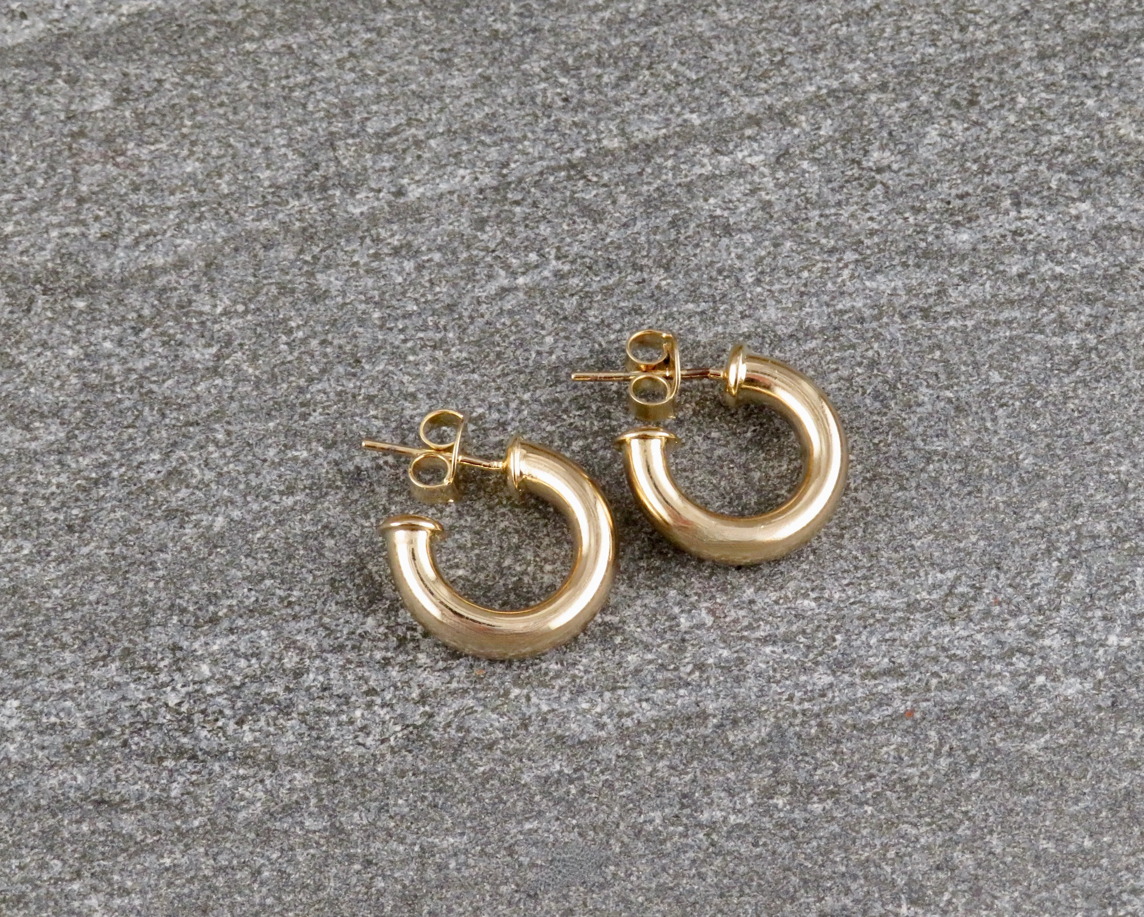 Gold Filled Post Hoop Earrings - Small