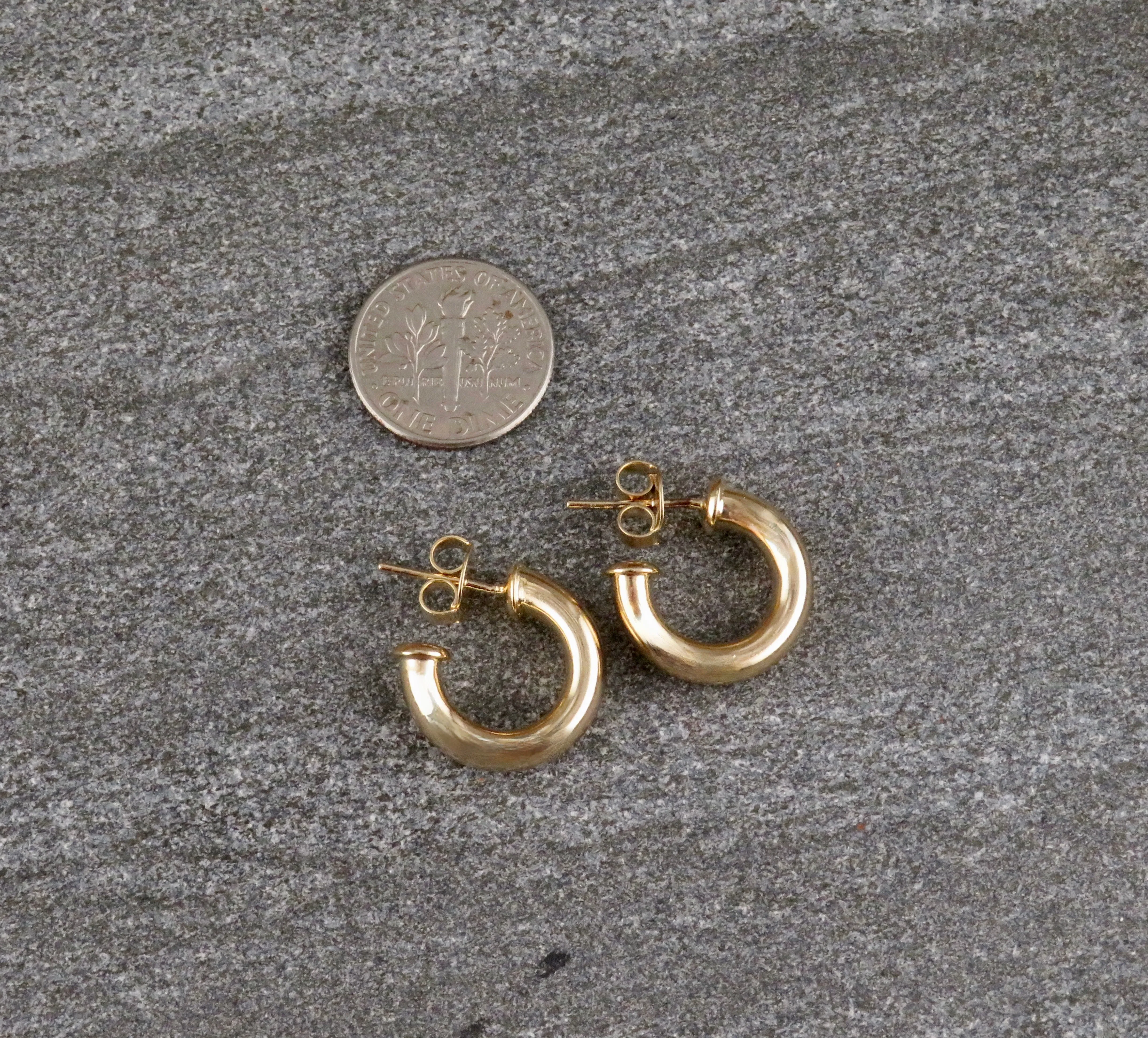 Gold Filled Post Hoop Earrings - Small