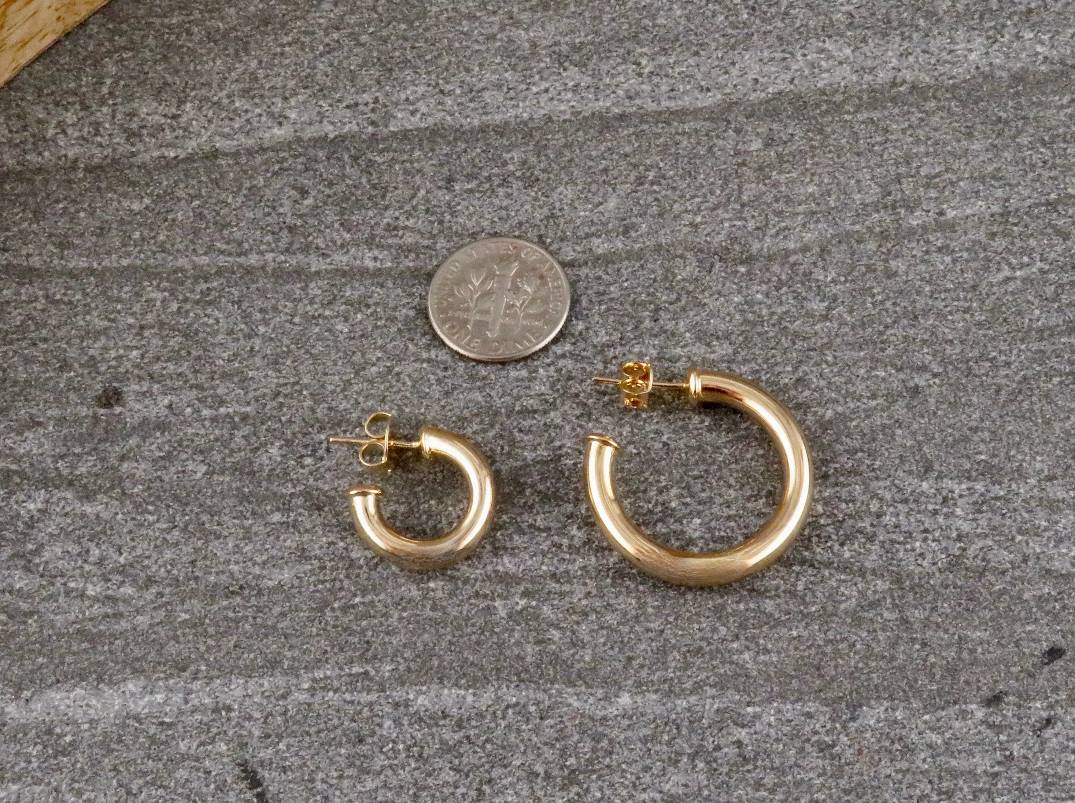 Gold Filled Post Hoop Earrings - Small