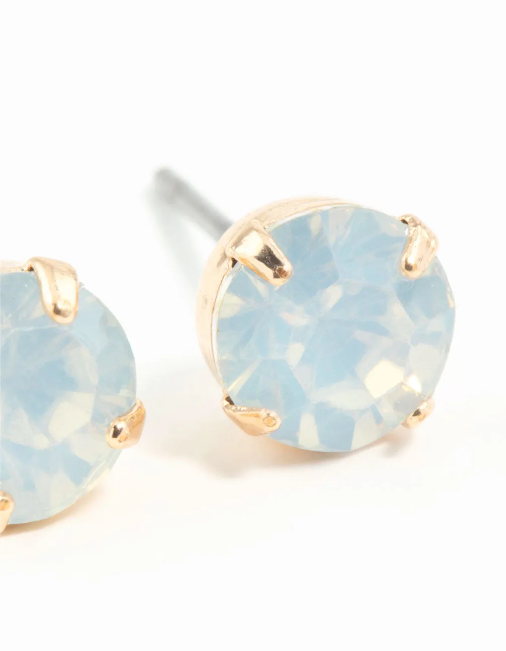 Gold Four Claw Opalised Stud Earrings